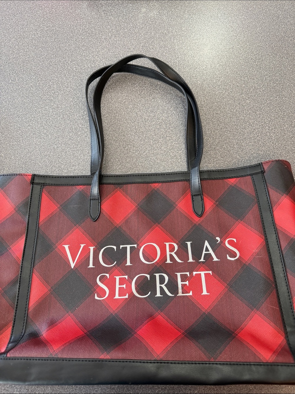 Victoria's Secret Red and Black Plaid Tote